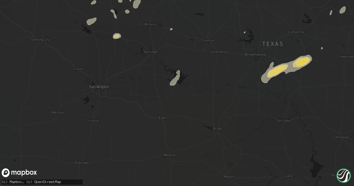Hail map in Millersview, TX on June 6, 2026