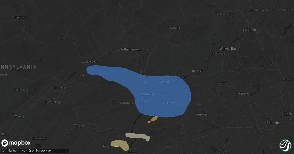 Hail map in Milton, PA on June 6, 2026