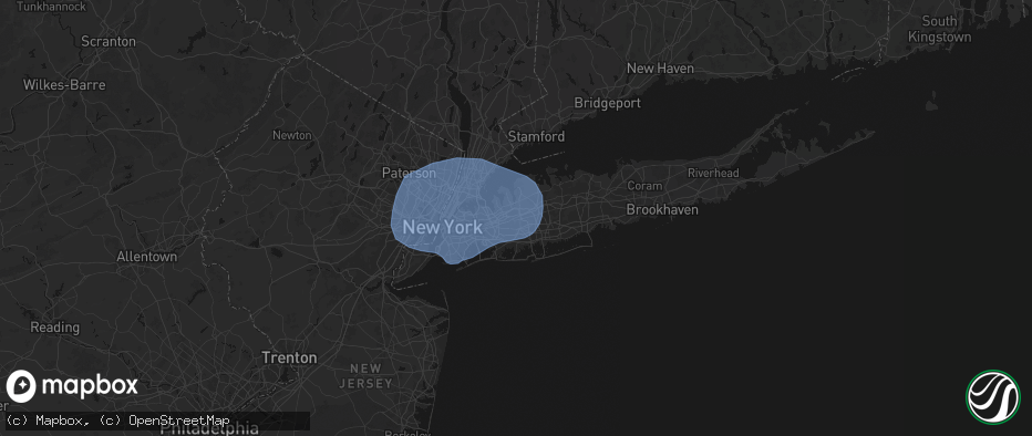 Hail map in Mineola, NY on June 6, 2026
