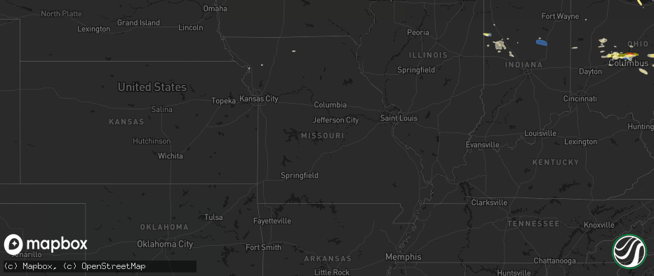 Hail map in Missouri on June 6, 2026