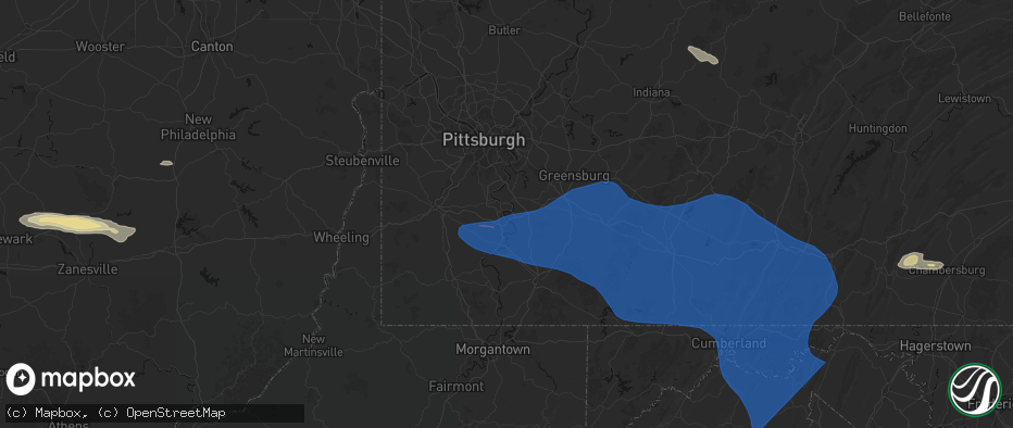 Hail map in Monessen, PA on June 6, 2026
