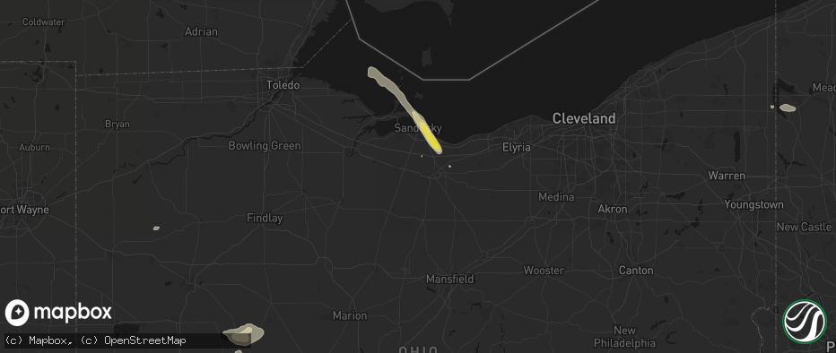 Hail map in Monroeville, OH on June 6, 2026