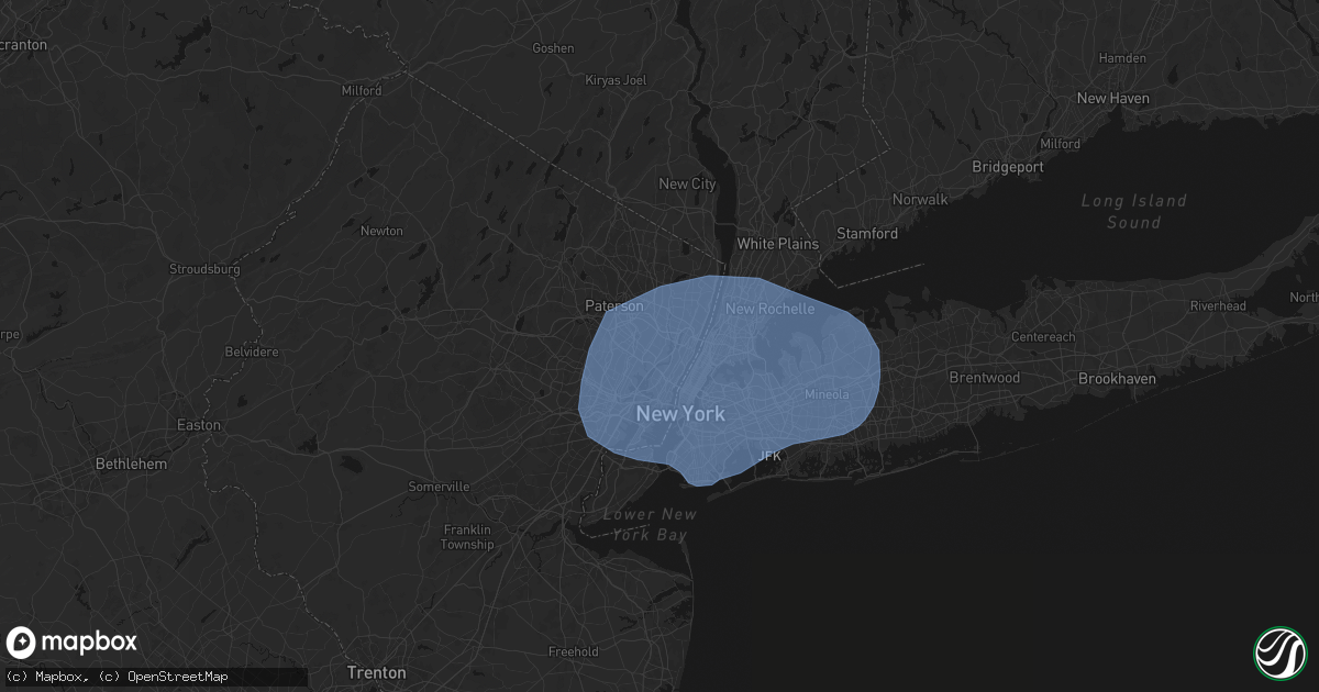 Hail map in Moonachie, NJ on June 6, 2026