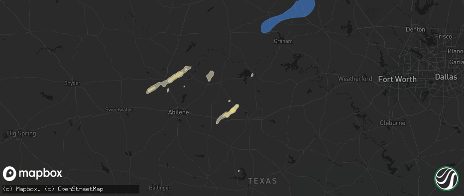 Hail map in Moran, TX on June 6, 2026