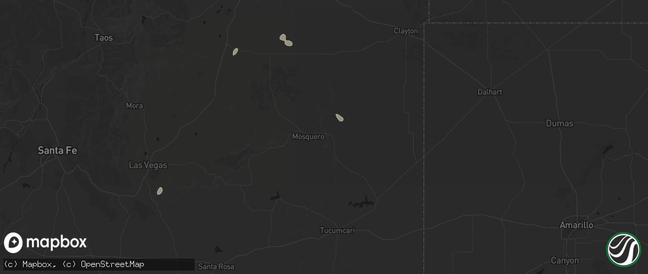 Hail map in Mosquero, NM on June 6, 2026