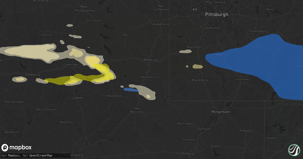 Hail map in Moundsville, WV on June 6, 2026