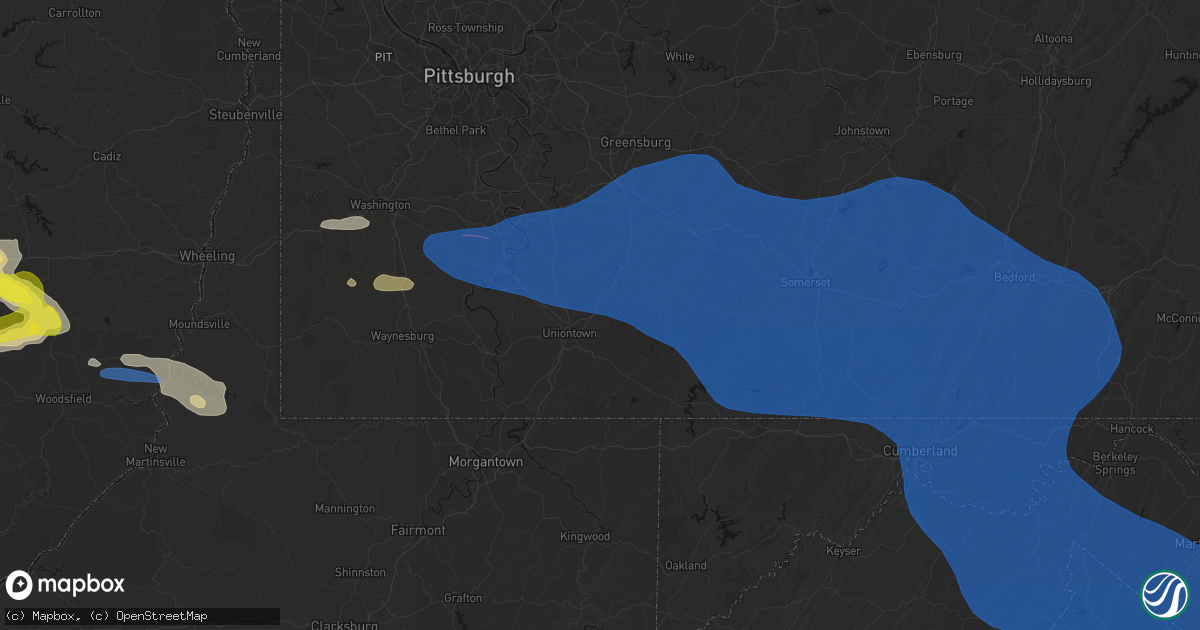 Hail map in Mount Braddock, PA on June 6, 2026