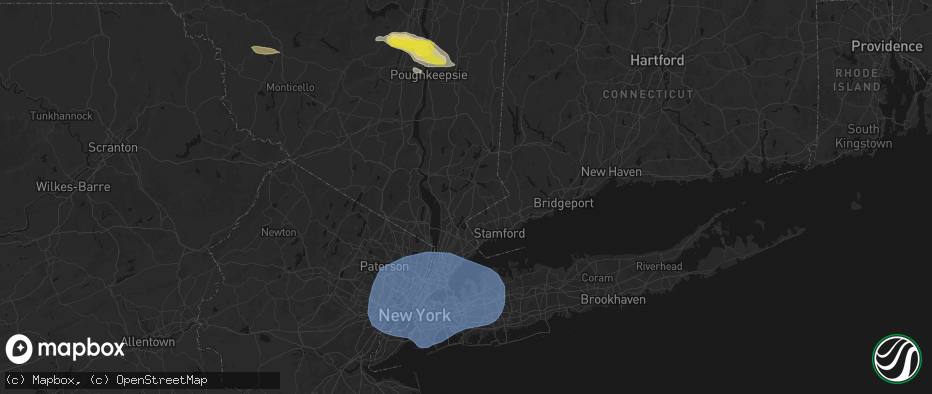 Hail map in Mount Kisco, NY on June 6, 2026
