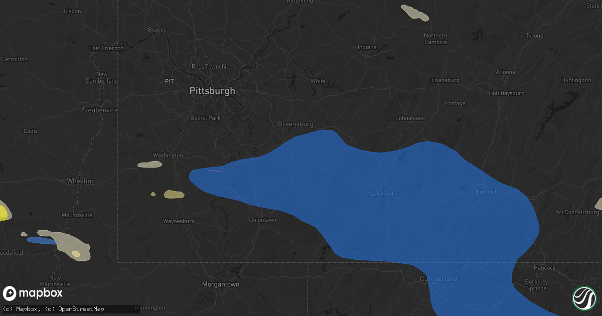 Hail map in Mount Pleasant, PA on June 6, 2026