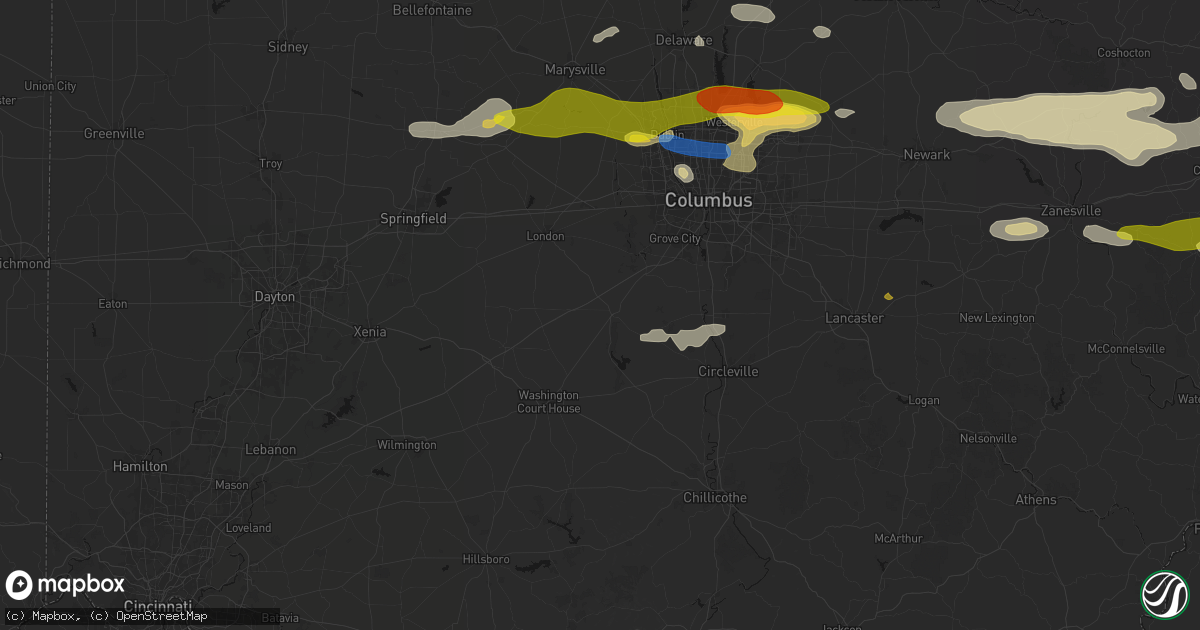 Hail map in Mount Sterling, OH on June 6, 2026