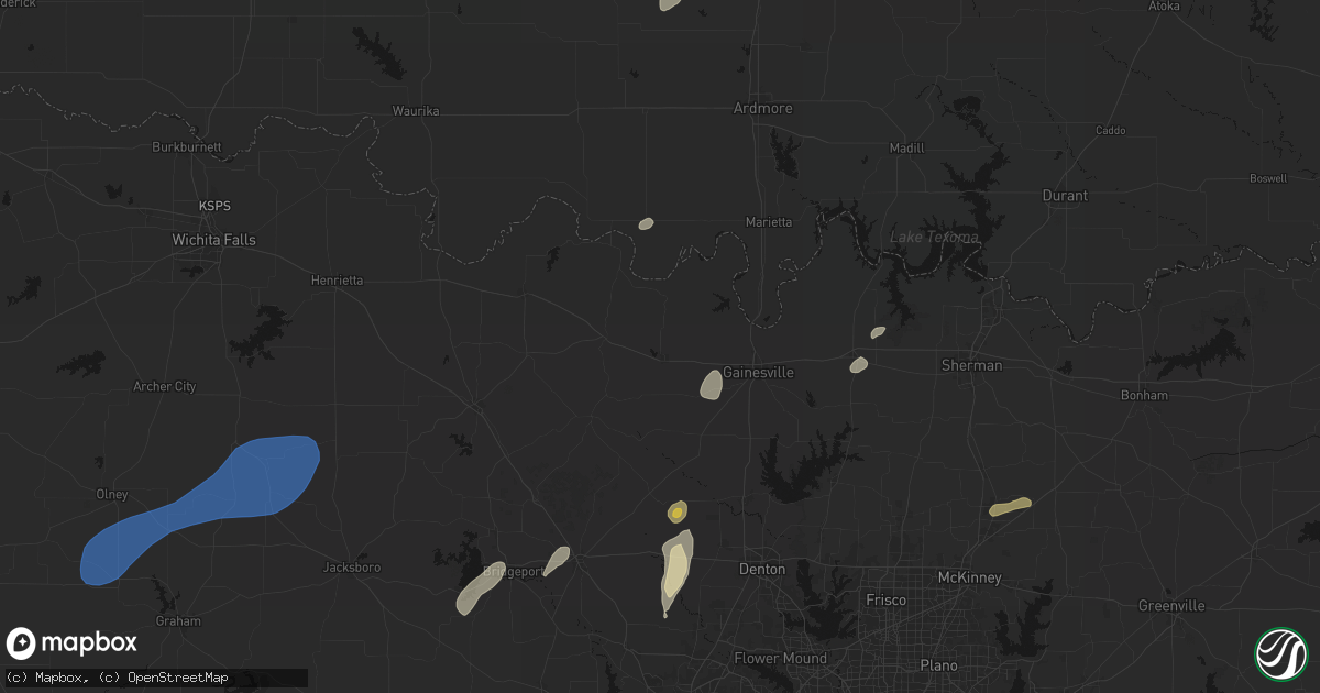 Hail map in Muenster, TX on June 6, 2026