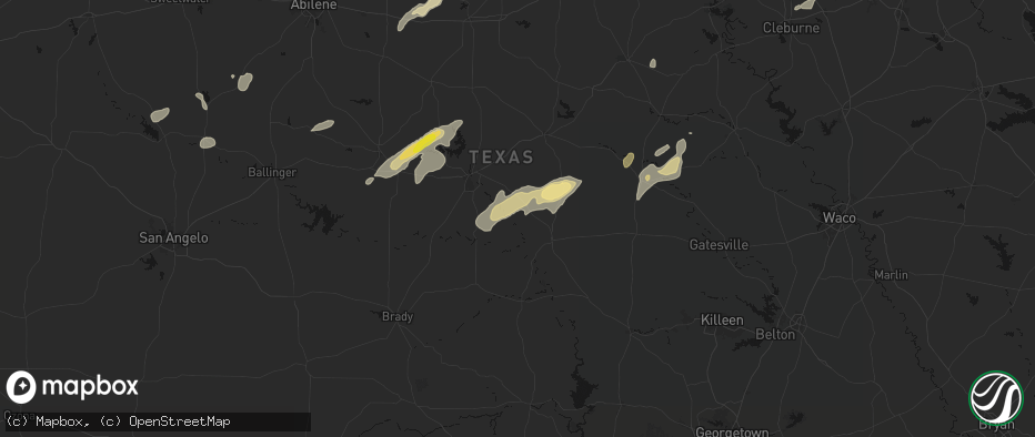 Hail map in Mullin, TX on June 6, 2026