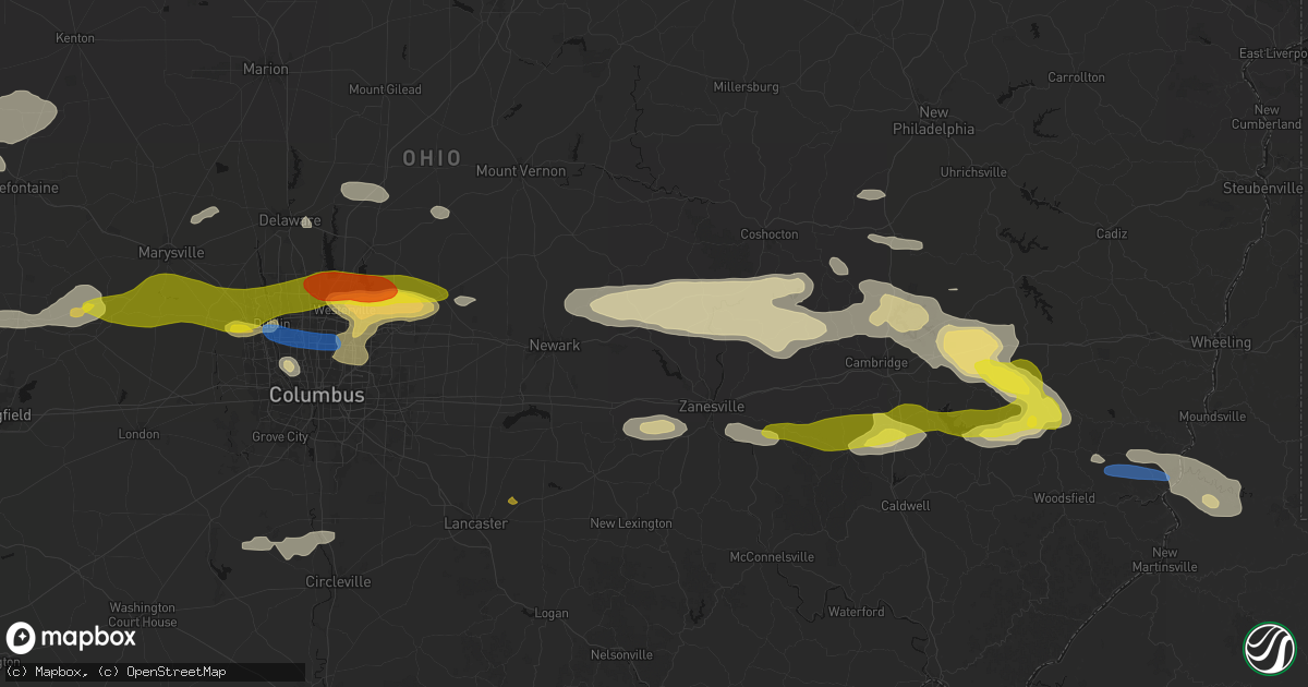 Hail map in Nashport, OH on June 6, 2026