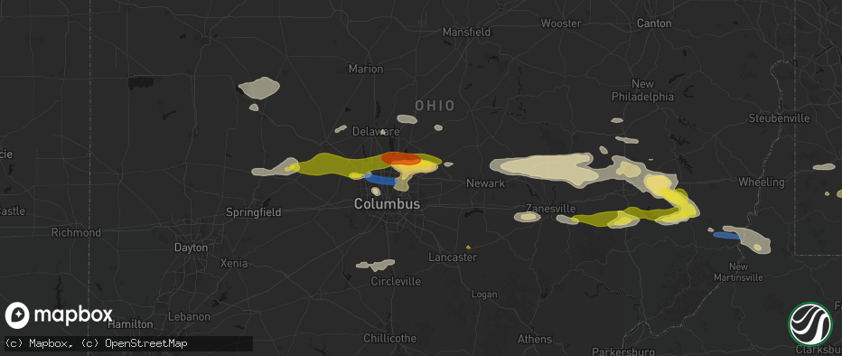 Hail map in New Albany, OH on June 6, 2026