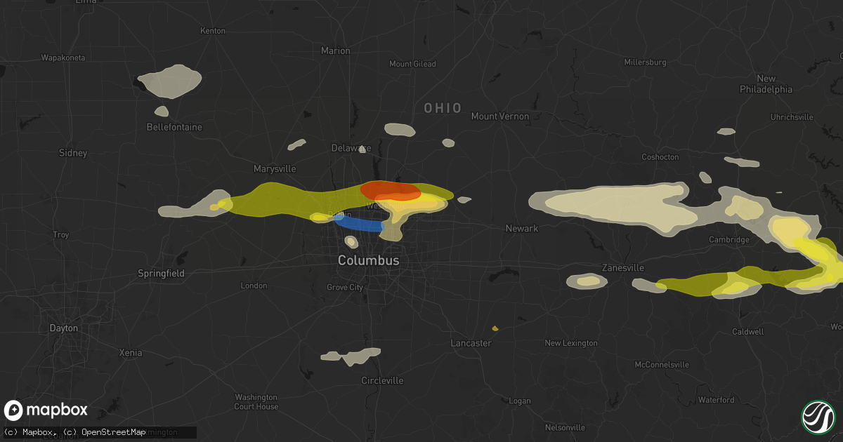 Hail map in New Albany, OH on June 6, 2026