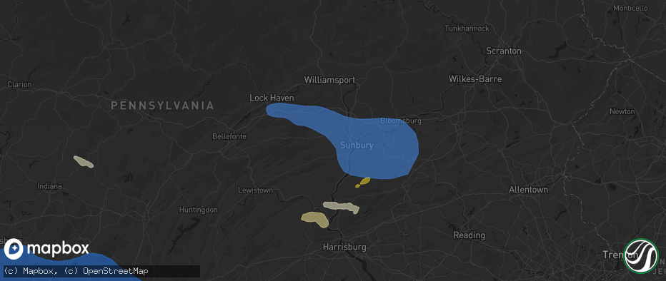 Hail map in New Berlin, PA on June 6, 2026