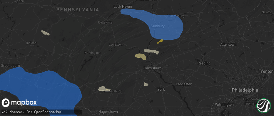 Hail map in New Bloomfield, PA on June 6, 2026