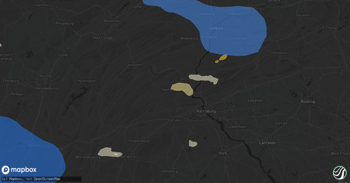Hail map in New Bloomfield, PA on June 6, 2026