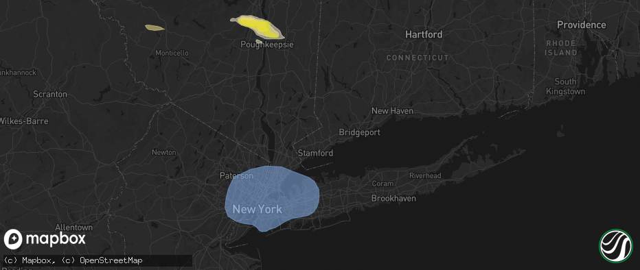 Hail map in New Canaan, CT on June 6, 2026