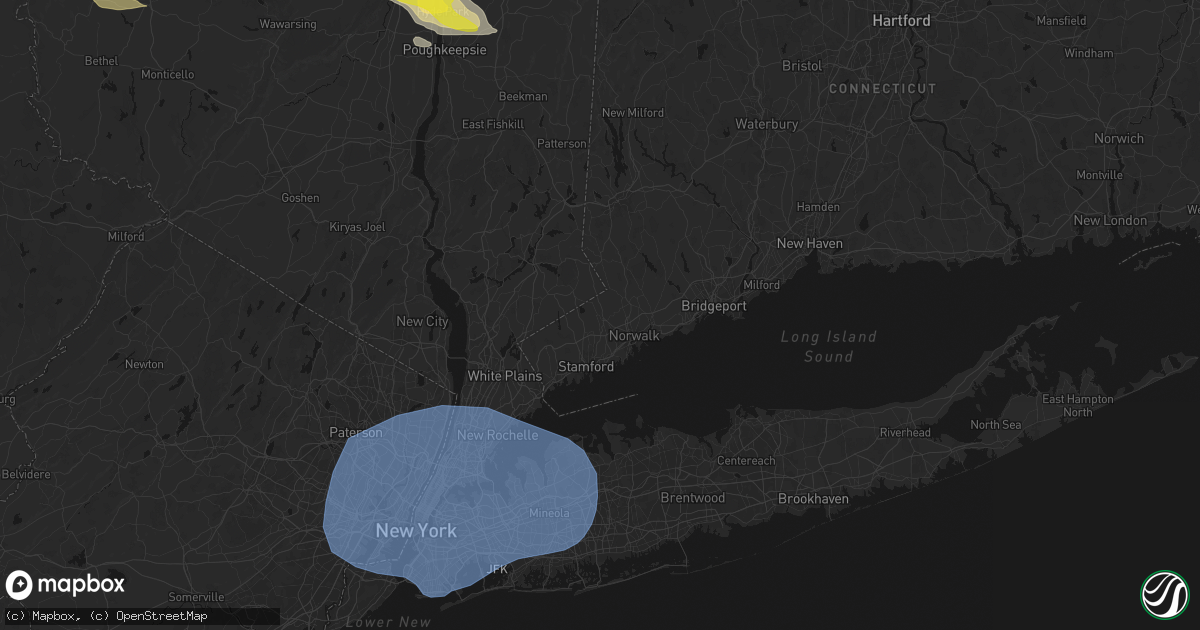Hail map in New Canaan, CT on June 6, 2026