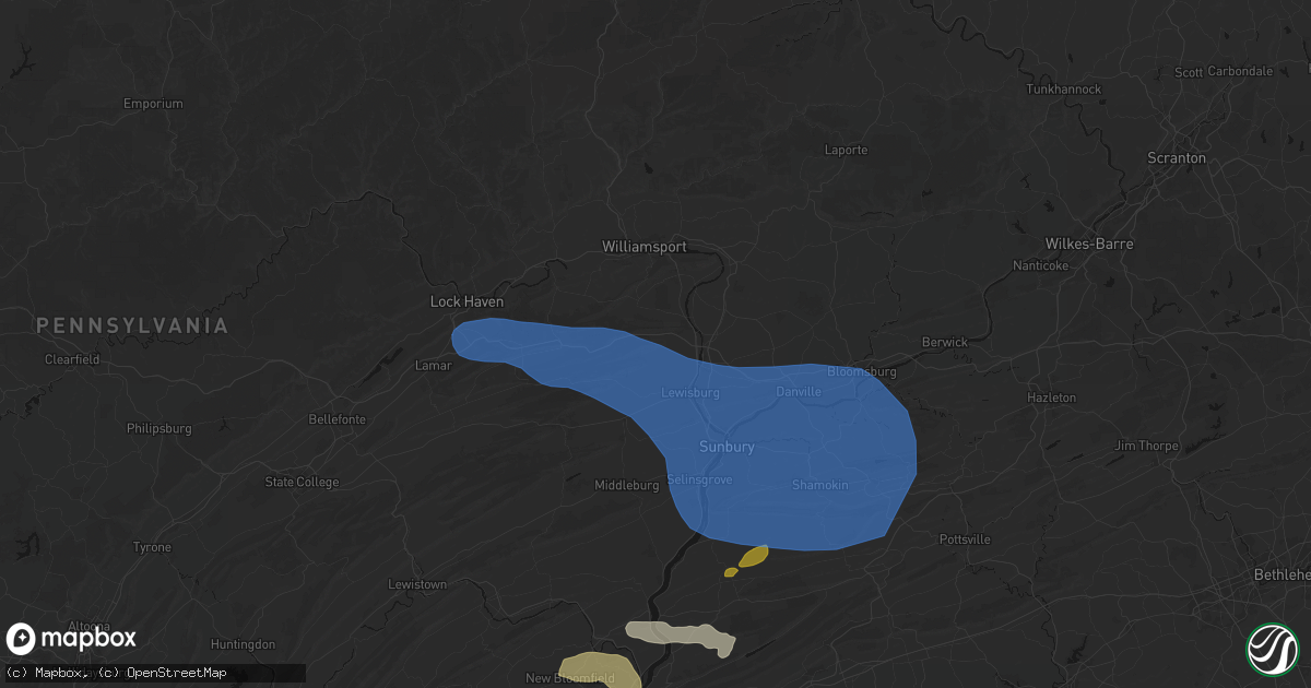 Hail map in New Columbia, PA on June 6, 2026