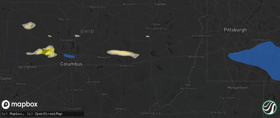 Hail map in New Concord, OH on June 6, 2026