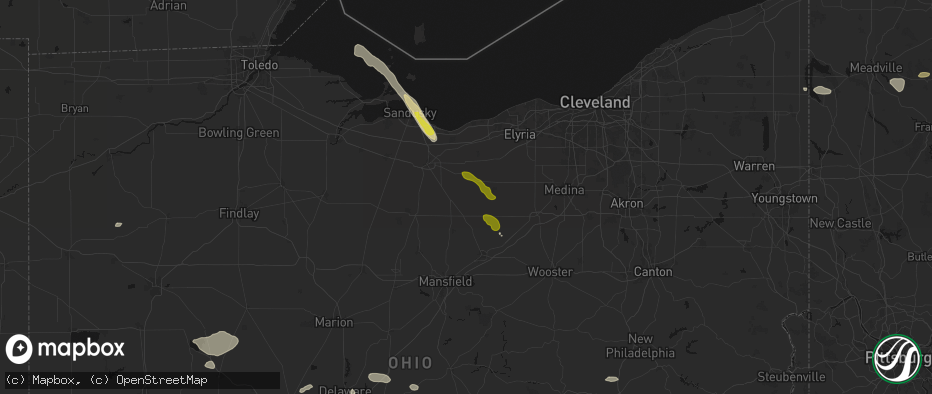 Hail map in New London, OH on June 6, 2026