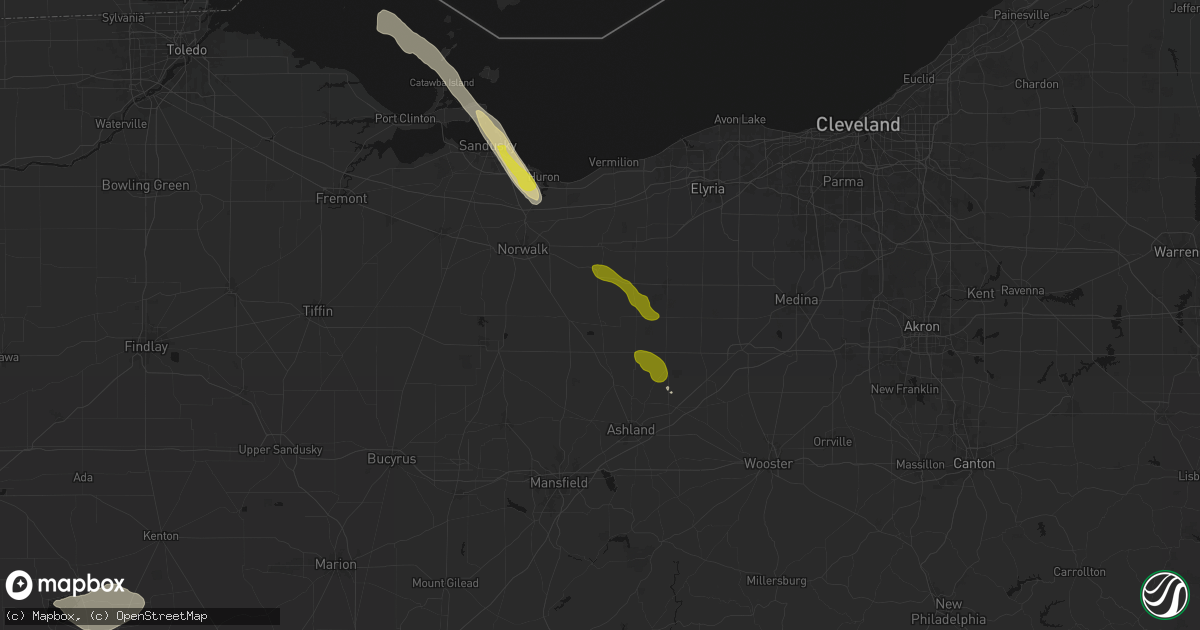 Hail map in New London, OH on June 6, 2026