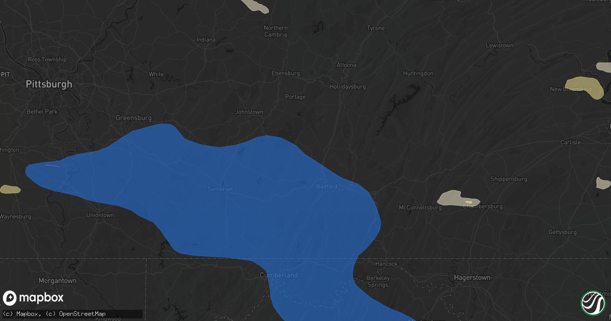 Hail map in New Paris, PA on June 6, 2026