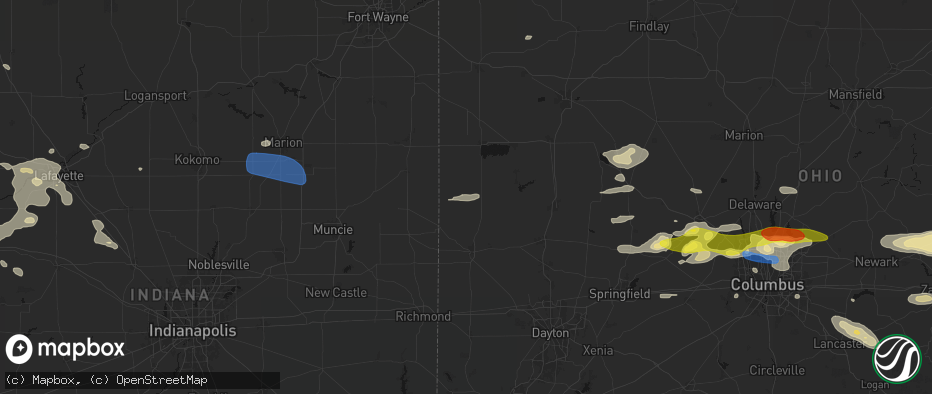 Hail map in New Weston, OH on June 6, 2026