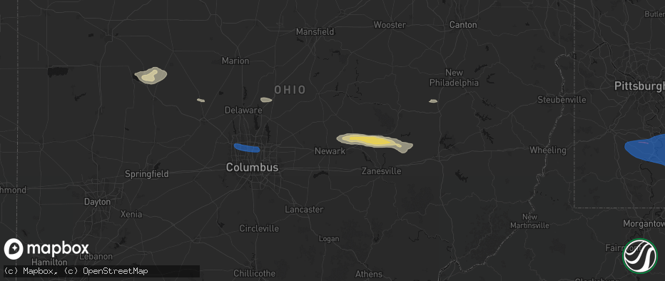 Hail map in Newark, OH on June 6, 2026