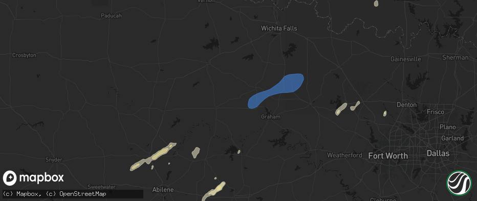 Hail map in Newcastle, TX on June 6, 2026
