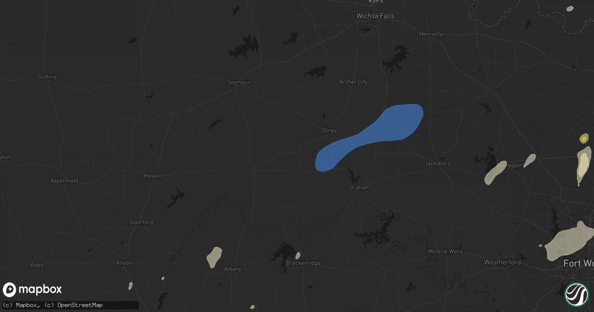 Hail map in Newcastle, TX on June 6, 2026