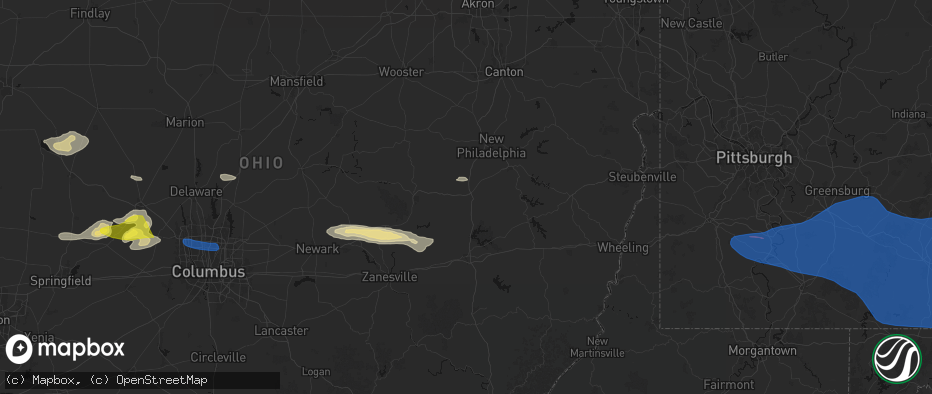 Hail map in Newcomerstown, OH on June 6, 2026