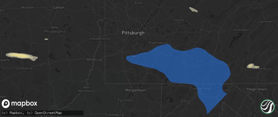 Hail map in Newell, PA on June 6, 2026