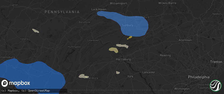 Hail map in Newport, PA on June 6, 2026