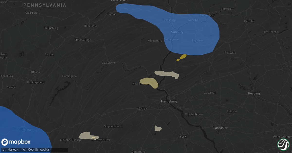 Hail map in Newport, PA on June 6, 2026