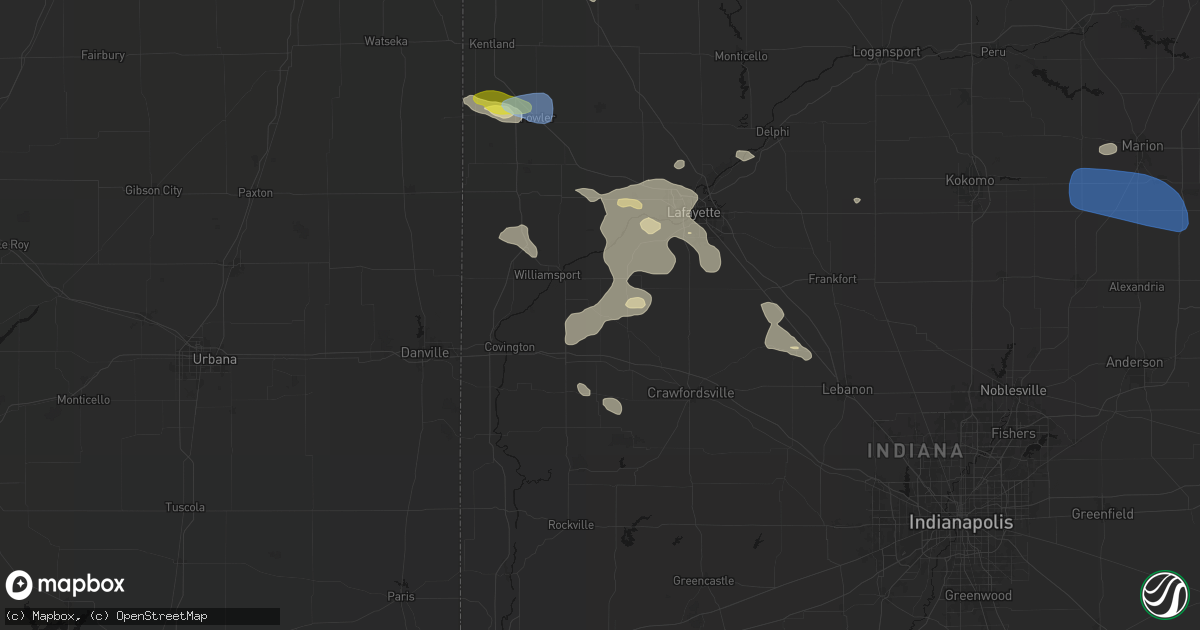 Hail map in Newtown, IN on June 6, 2026