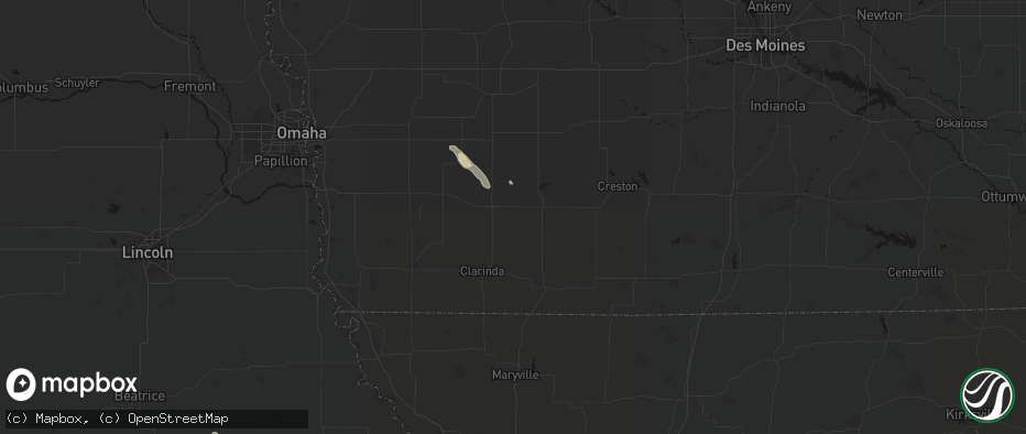 Hail map in Nodaway, IA on June 6, 2026