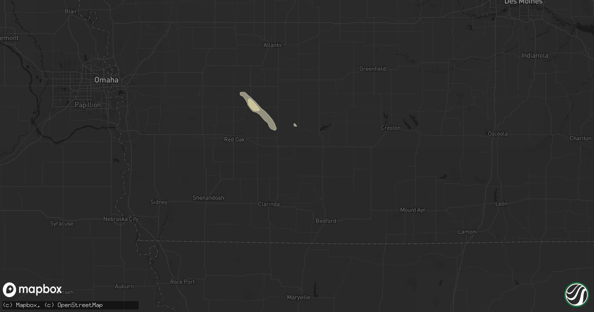 Hail map in Nodaway, IA on June 6, 2026