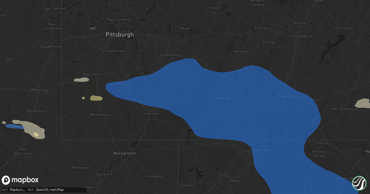 Hail map in Normalville, PA on June 6, 2026