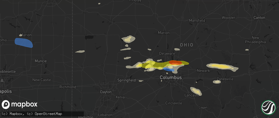 Hail map in North Lewisburg, OH on June 6, 2026