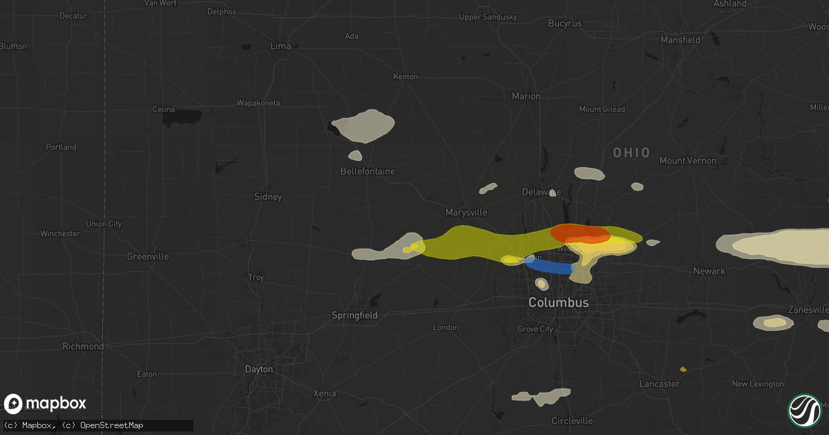 Hail map in North Lewisburg, OH on June 6, 2026