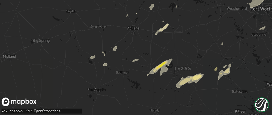 Hail map in Novice, TX on June 6, 2026