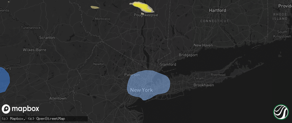 Hail map in Nyack, NY on June 6, 2026
