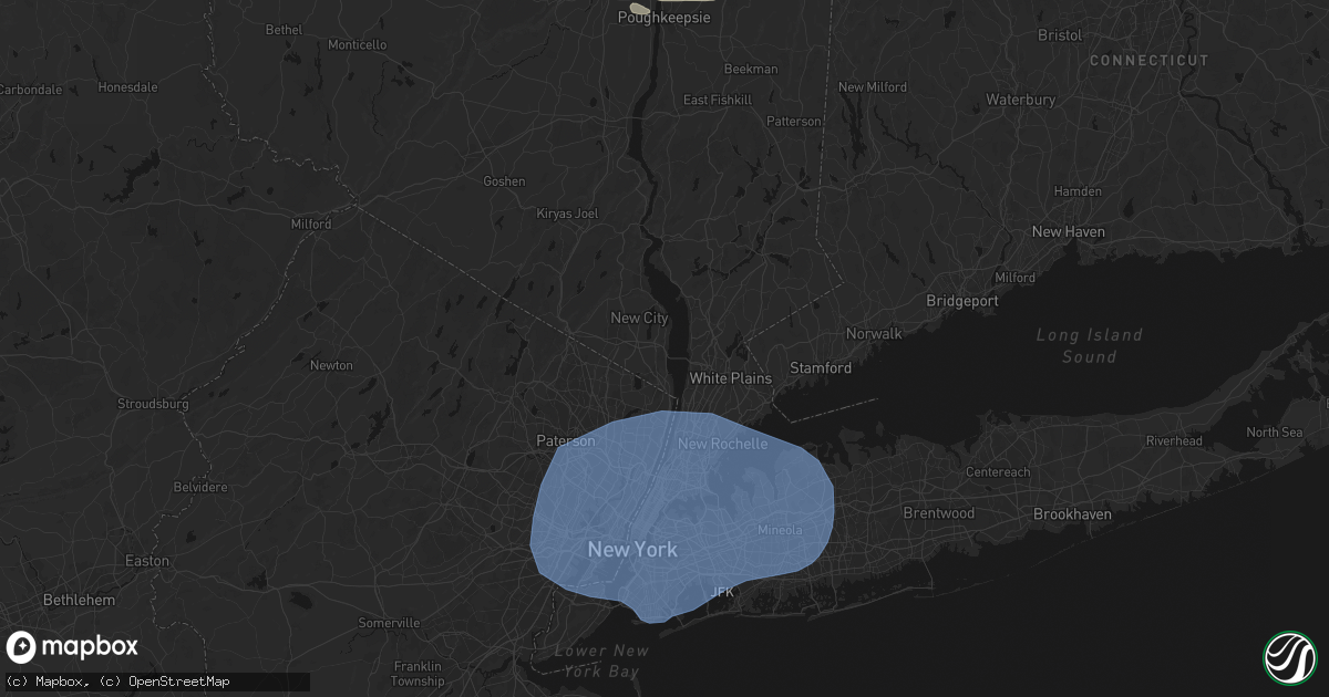 Hail map in Nyack, NY on June 6, 2026