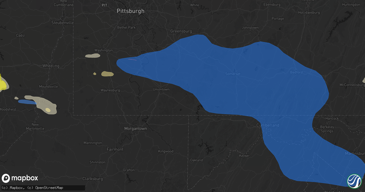 Hail map in Ohiopyle, PA on June 6, 2026