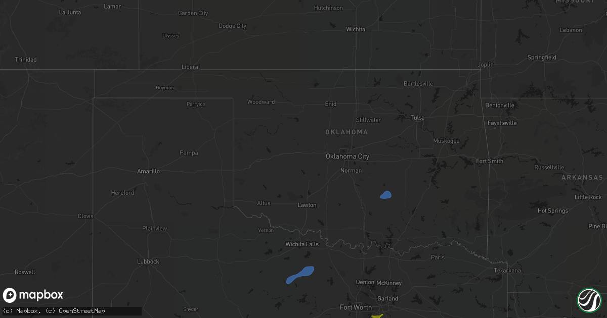 Hail map in Oklahoma on June 6, 2026