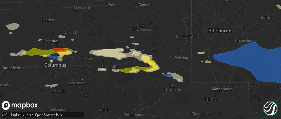 Hail map in Old Washington, OH on June 6, 2026