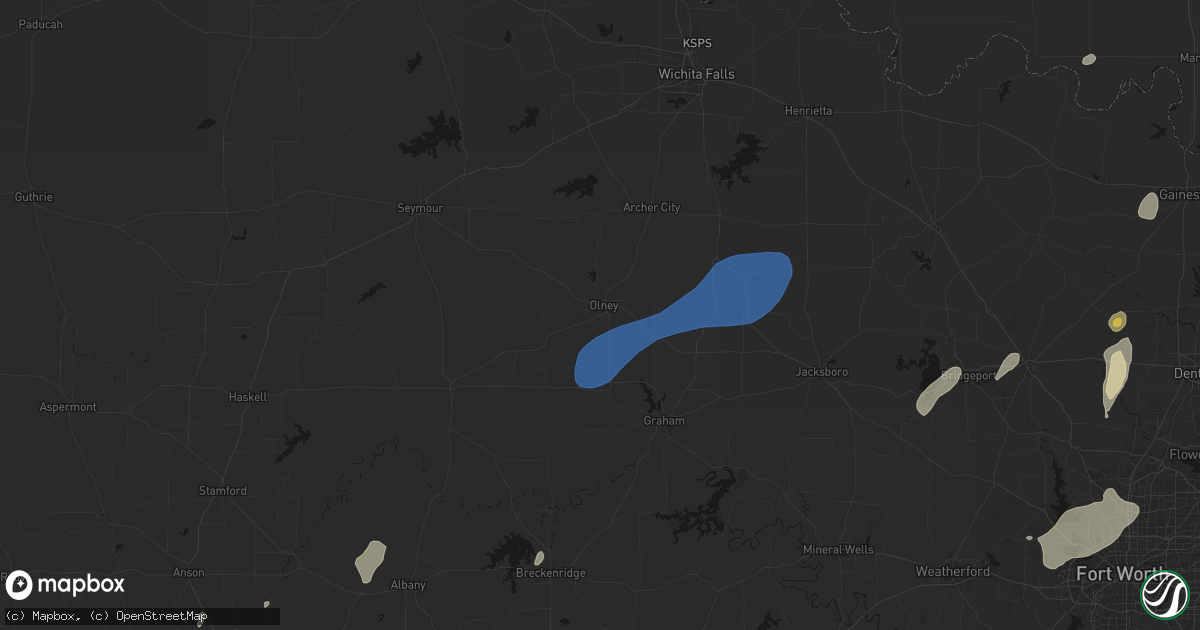 Hail map in Olney, TX on June 6, 2026